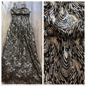 Black And Gold Sequin Maxi Dress